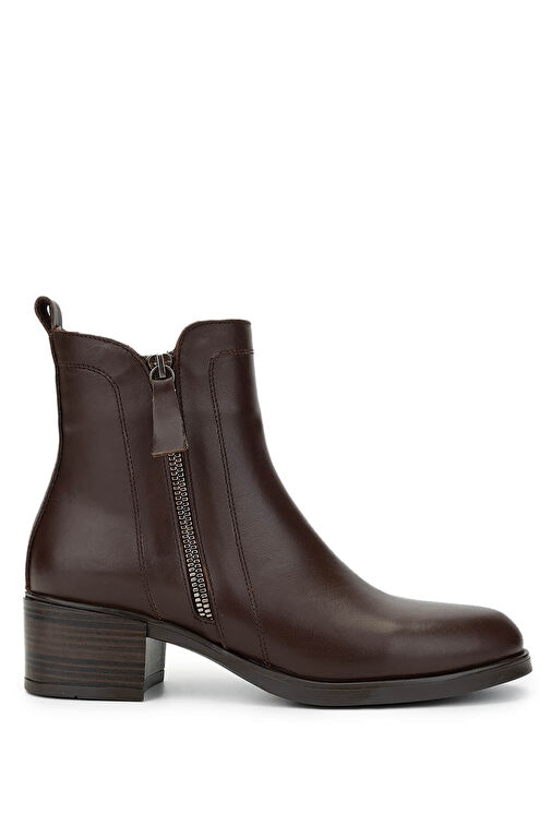 Tamer Tanca Kadın Hakiki Deri Kahverengi Topuklu Bot - Görsel 2