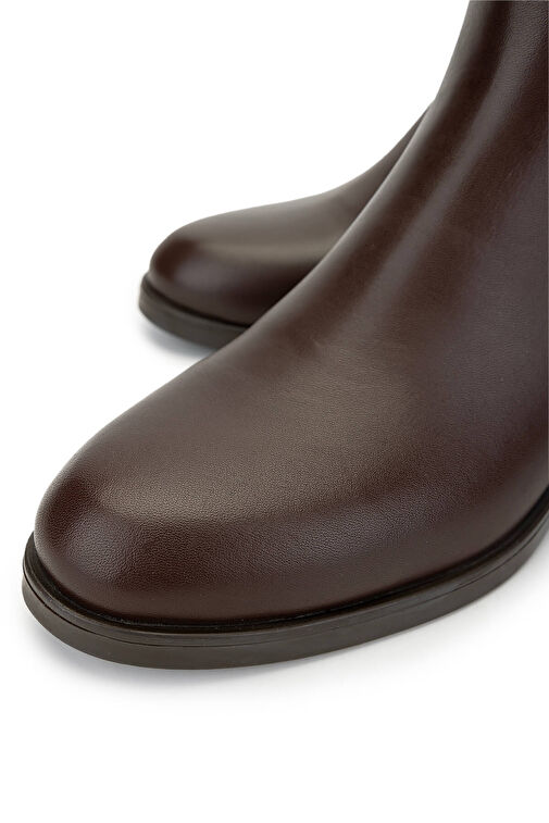 Tamer Tanca Kadın Hakiki Deri Kahverengi Topuklu Bot - Görsel 4