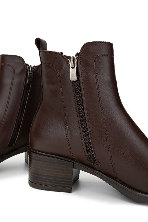 Tamer Tanca Kadın Hakiki Deri Kahverengi Topuklu Bot - Görsel 6