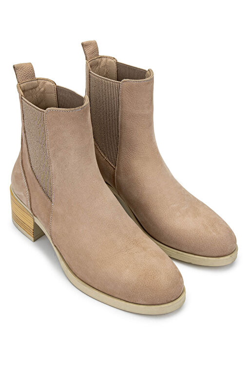 Tamer Tanca Kadın Hakiki Deri Bej Topuklu Bot - Görsel 3