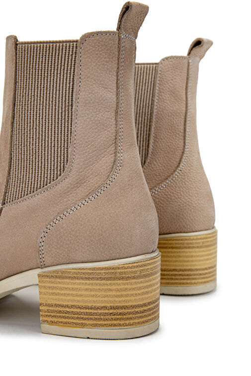 Tamer Tanca Kadın Hakiki Deri Bej Topuklu Bot - Görsel 5