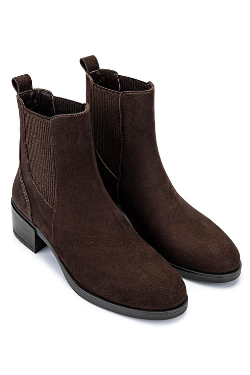 Tamer Tanca Kadın Hakiki Deri Kahverengi Nubuk Topuklu Bot - Görsel 3