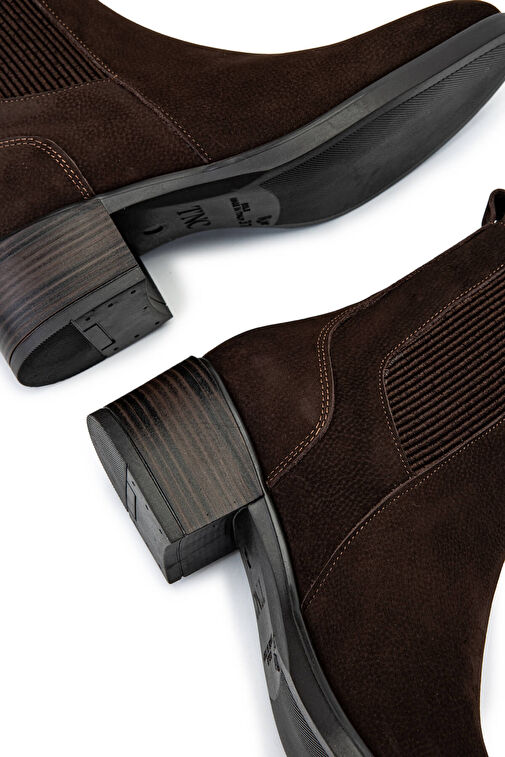 Tamer Tanca Kadın Hakiki Deri Kahverengi Nubuk Topuklu Bot - Görsel 6