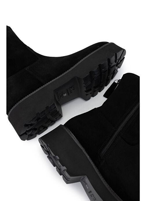 Tamer Tanca Kadın Hakiki Deri Siyah Süet Topuklu Bot - Görsel 7