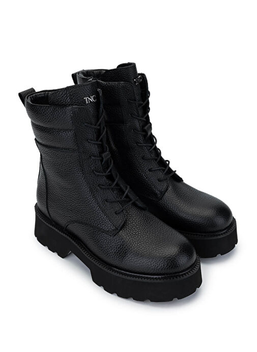 Tamer Tanca Kadın Hakiki Deri Siyah Floter Casual Bot - Görsel 3