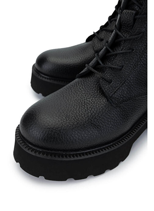 Tamer Tanca Kadın Hakiki Deri Siyah Floter Casual Bot - Görsel 4