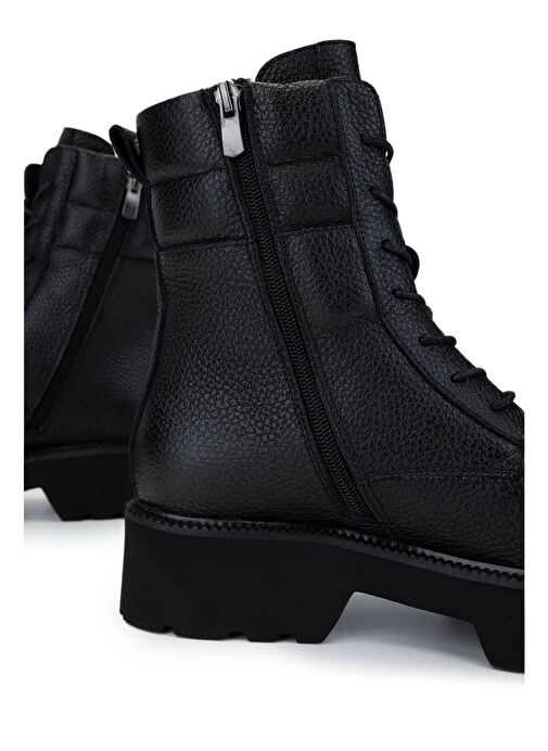 Tamer Tanca Kadın Hakiki Deri Siyah Floter Casual Bot - Görsel 5