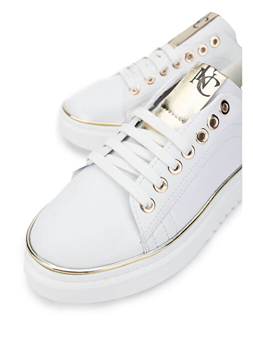 Tamer Tanca Kadın Suni Deri Beyaz Sneakers & Spor Ayakkabı - Görsel 4