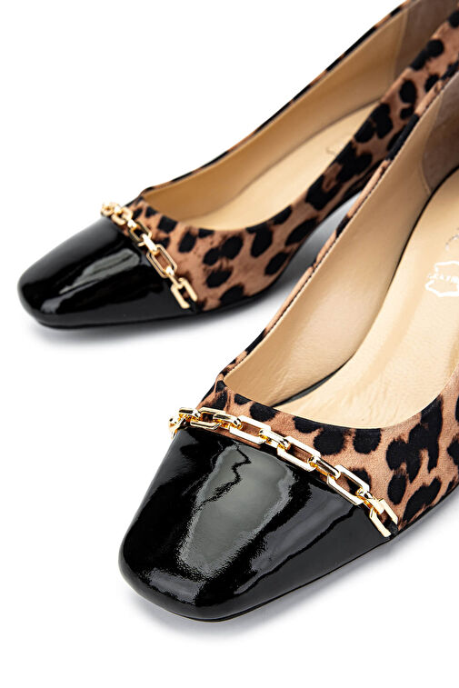 Tamer Tanca Kadın Hakiki Deri Leopar Topuklu Ayakkabı - Görsel 5