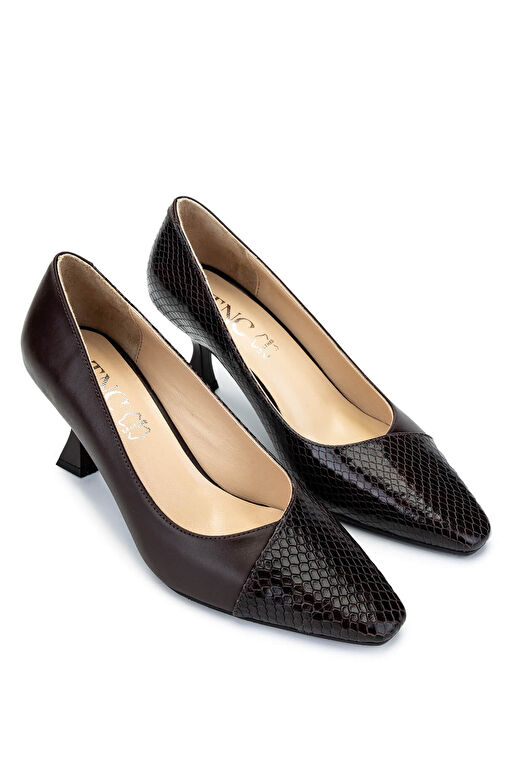 Tamer Tanca Kadın Hakiki Deri Kahverengi Topuklu Ayakkabı - Görsel 3