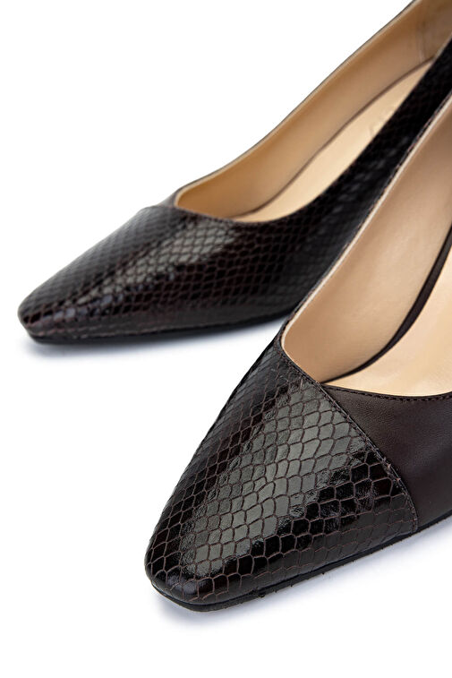 Tamer Tanca Kadın Hakiki Deri Kahverengi Topuklu Ayakkabı - Görsel 5