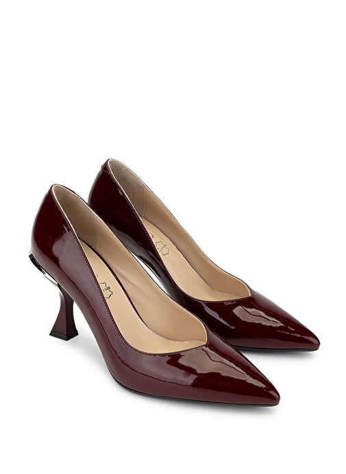 Tamer Tanca Kadın Hakiki Deri Bordo Rugan Topuklu Ayakkabı - Görsel 3