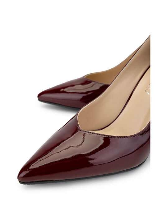 Tamer Tanca Kadın Hakiki Deri Bordo Rugan Topuklu Ayakkabı - Görsel 4