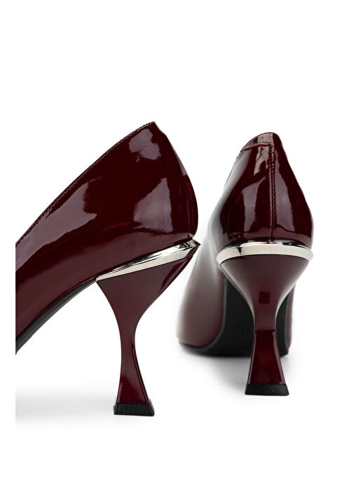 Tamer Tanca Kadın Hakiki Deri Bordo Rugan Topuklu Ayakkabı - Görsel 5