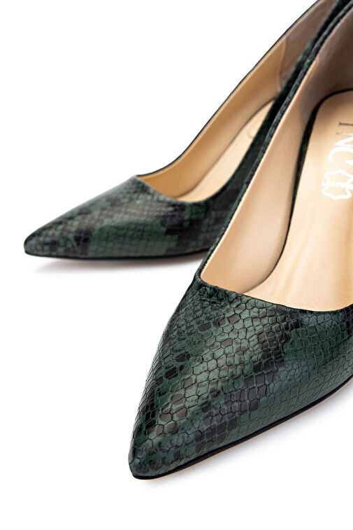 Tamer Tanca Kadın Hakiki Deri Yeşil Topuklu Ayakkabı - Görsel 5