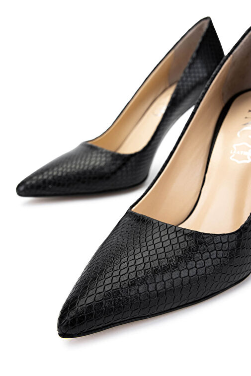 Tamer Tanca Kadın Hakiki Deri Siyah Topuklu Ayakkabı - Görsel 5