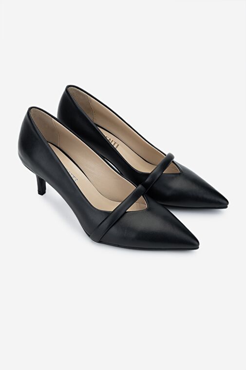Valmenti Kadın Hakiki Deri Siyah Deri Topuklu Ayakkabı - Görsel 3