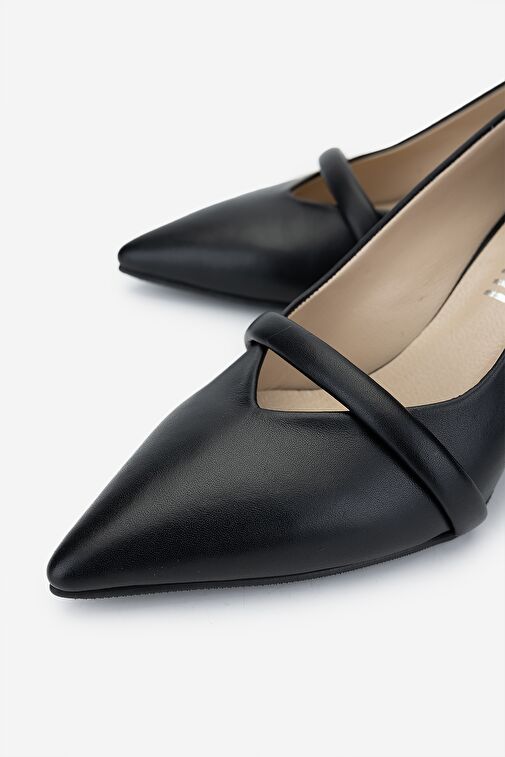 Valmenti Kadın Hakiki Deri Siyah Deri Topuklu Ayakkabı - Görsel 4