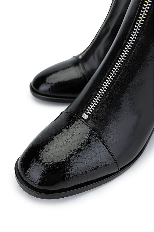 Tamer Tanca Kadın Hakiki Deri Siyah Topuklu Bot - Görsel 4