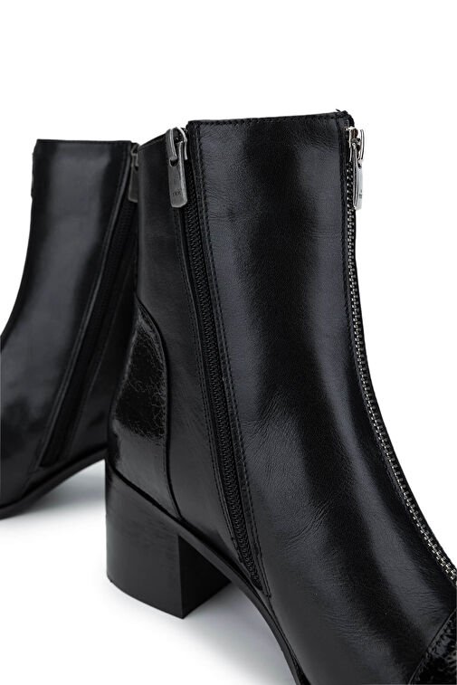 Tamer Tanca Kadın Hakiki Deri Siyah Topuklu Bot - Görsel 6