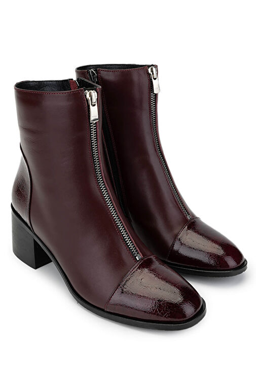 Tamer Tanca Kadın Hakiki Deri Bordo Topuklu Bot - Görsel 3