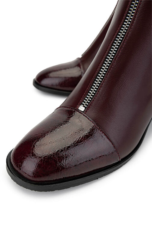 Tamer Tanca Kadın Hakiki Deri Bordo Topuklu Bot - Görsel 4