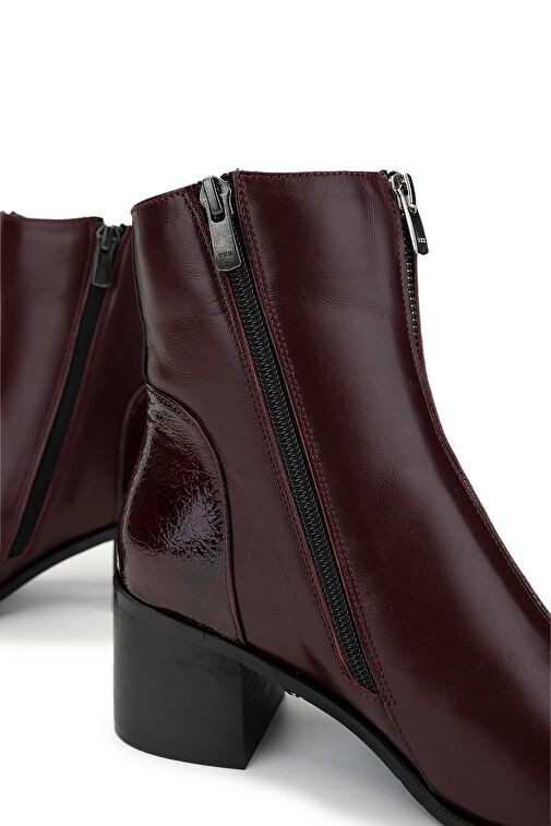 Tamer Tanca Kadın Hakiki Deri Bordo Topuklu Bot - Görsel 6