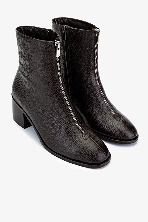 Valmenti Kadın Hakiki Deri Kahverengi Topuklu Bot - Görsel 3