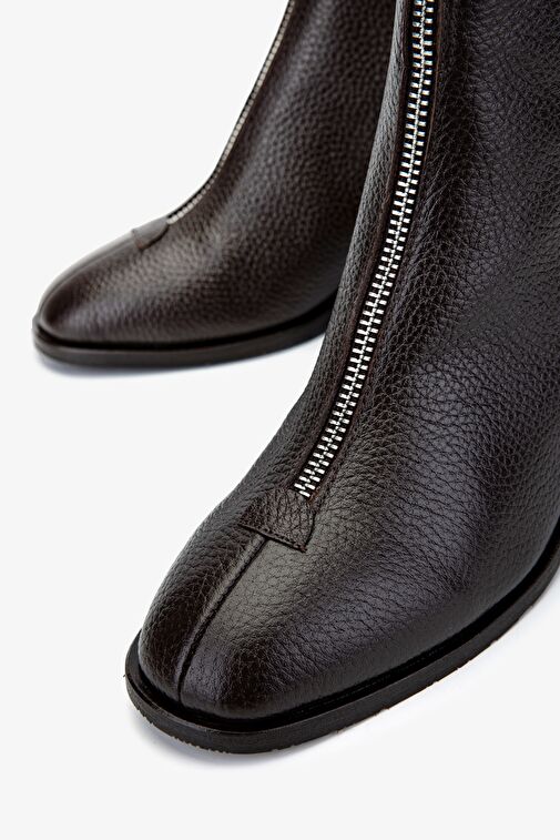 Valmenti Kadın Hakiki Deri Kahverengi Topuklu Bot - Görsel 4