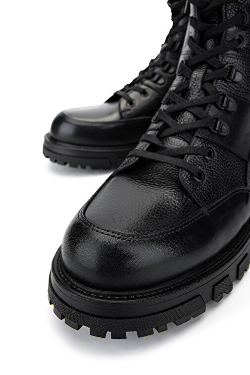 Tamer Tanca Erkek Hakiki Deri Siyah Casual Bot - Görsel 4