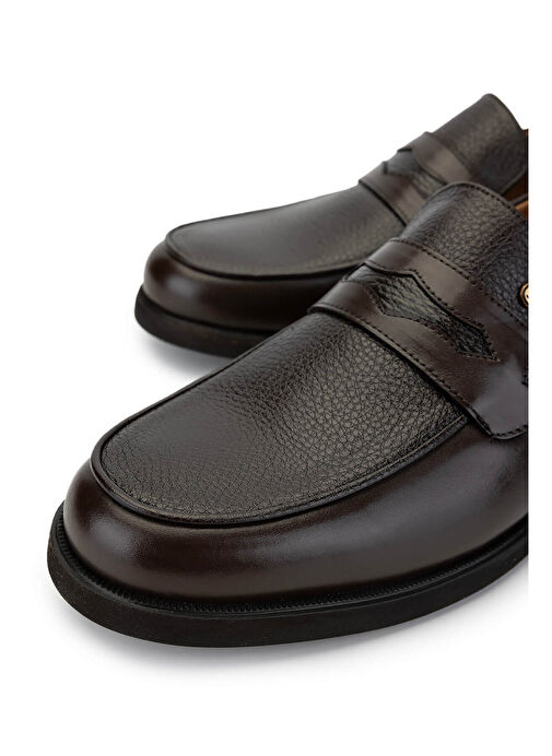 Tamer Tanca Erkek Hakiki Deri Kahverengi Loafer Ayakkabı - Görsel 4