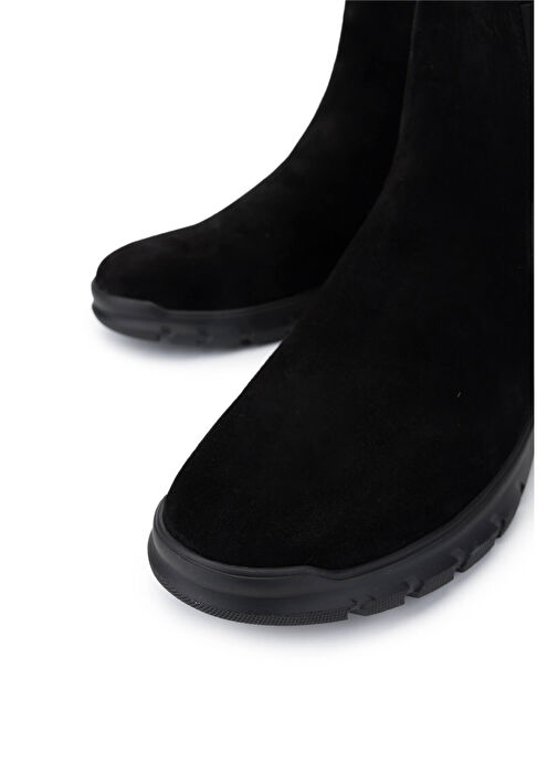 Tamer Tanca Erkek Hakiki Deri Siyah Süet Casual Bot - Görsel 4