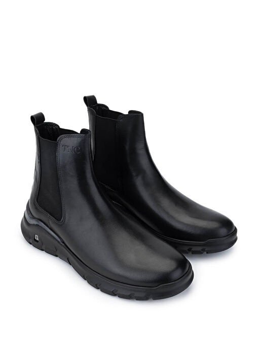 Tamer Tanca Erkek Hakiki Deri Siyah Deri Casual Bot - Görsel 3