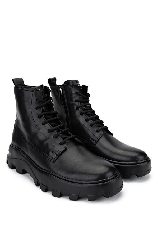 Tamer Tanca Erkek Hakiki Deri Siyah Deri Casual Bot - Görsel 3