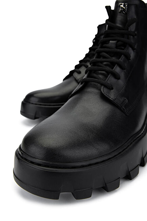 Tamer Tanca Erkek Hakiki Deri Siyah Deri Casual Bot - Görsel 4