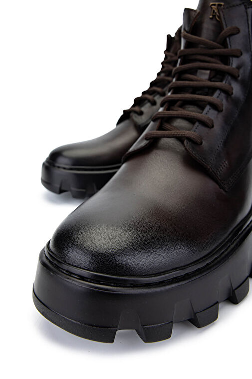 Tamer Tanca Erkek Hakiki Deri Kahverengi Casual Bot - Görsel 4