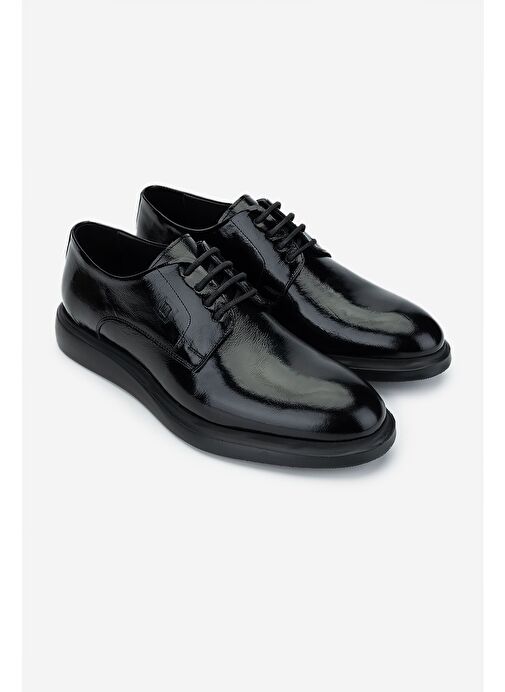 Valmenti Erkek Hakiki Deri Siyah Rugan Klasik Ayakkabı - Görsel 3