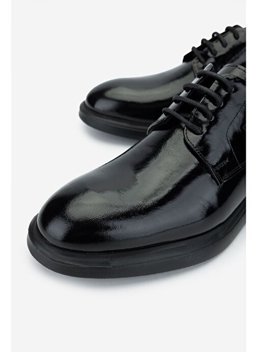 Valmenti Erkek Hakiki Deri Siyah Rugan Klasik Ayakkabı - Görsel 4