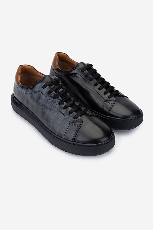 Valmenti Erkek Hakiki Deri Siyah Deri Sneakers & Spor Ayakkabı - Görsel 3