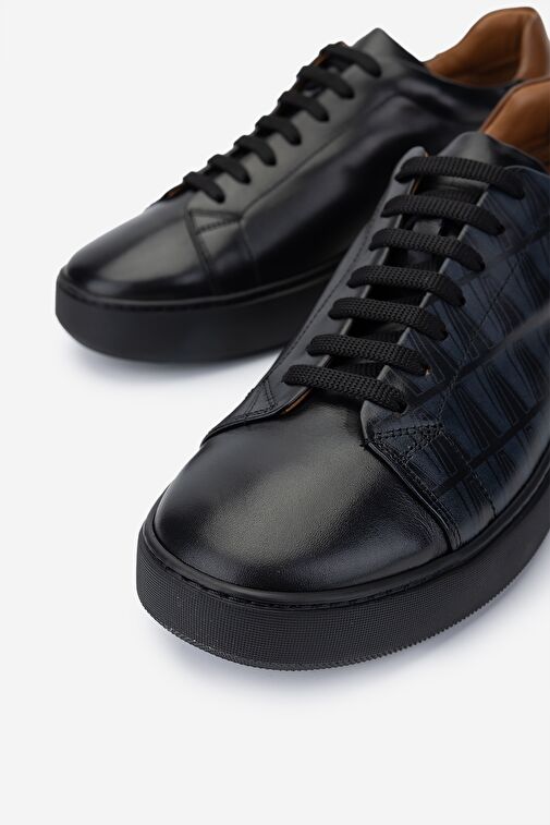 Valmenti Erkek Hakiki Deri Siyah Deri Sneakers & Spor Ayakkabı - Görsel 4