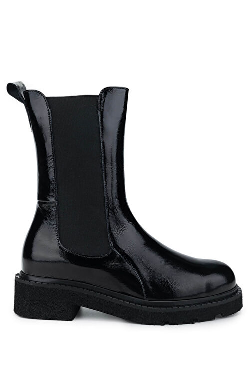 Tamer Tanca Kadın Hakiki Deri Siyah Rugan Casual Bot - Görsel 2