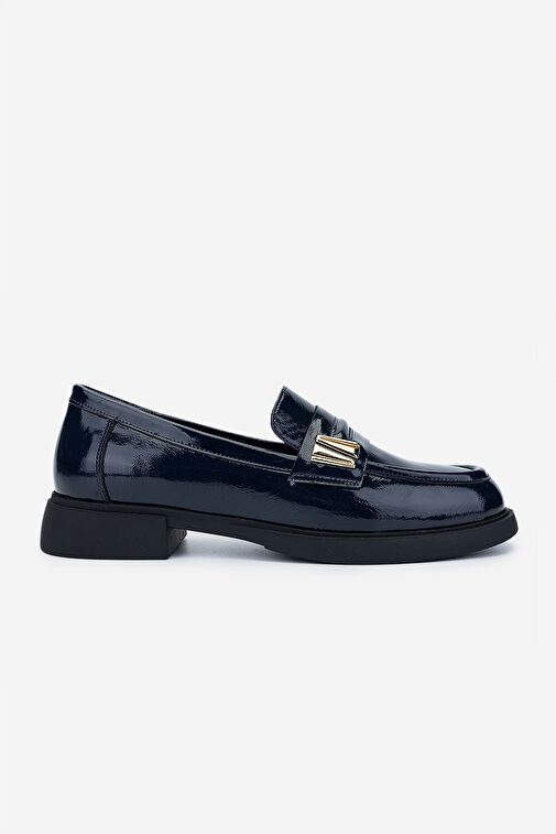 Valmenti Kadın Hakiki Deri Lacivert Loafer Ayakkabı - Görsel 2