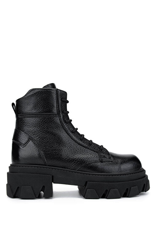 Tamer Tanca Kadın Hakiki Deri Siyah Floter Casual Bot - Görsel 2