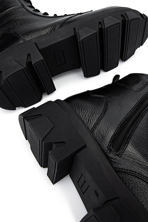 Tamer Tanca Kadın Hakiki Deri Siyah Floter Casual Bot - Görsel 6