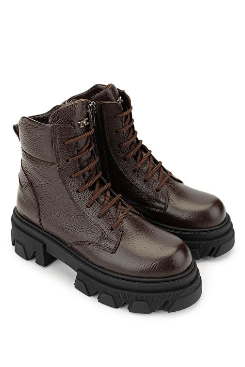 Tamer Tanca Kadın Hakiki Deri Kahverengi Casual Bot - Görsel 3