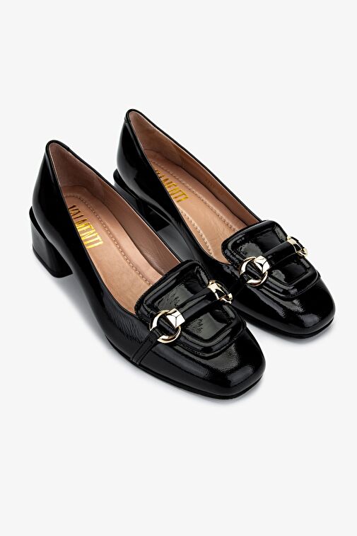 Valmenti Kadın Siyah Rugan Topuklu Ayakkabı - Görsel 3