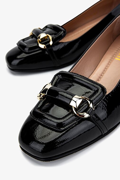 Valmenti Kadın Siyah Rugan Topuklu Ayakkabı - Görsel 4