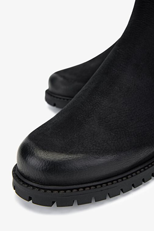 Valmenti Kadın Siyah Nubuk Düz Bot - Görsel 5