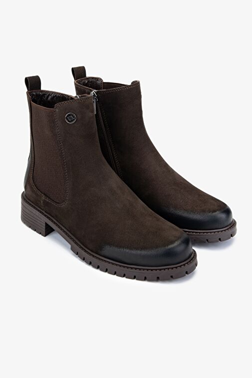 Valmenti Kadın Kahverengi Nubuk Düz Bot - Görsel 3