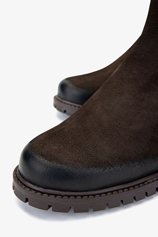 Valmenti Kadın Kahverengi Nubuk Düz Bot - Görsel 5